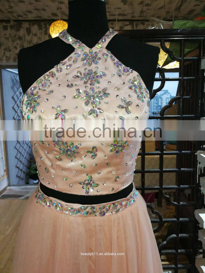 Party Prom Dress Ivanka Style Celebrity Style Halter floor-length evening dress P092