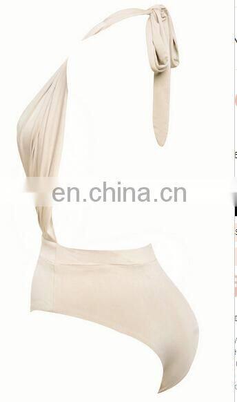 CHAMPAGNE SILKY JERSEY HALTER BODY TOP