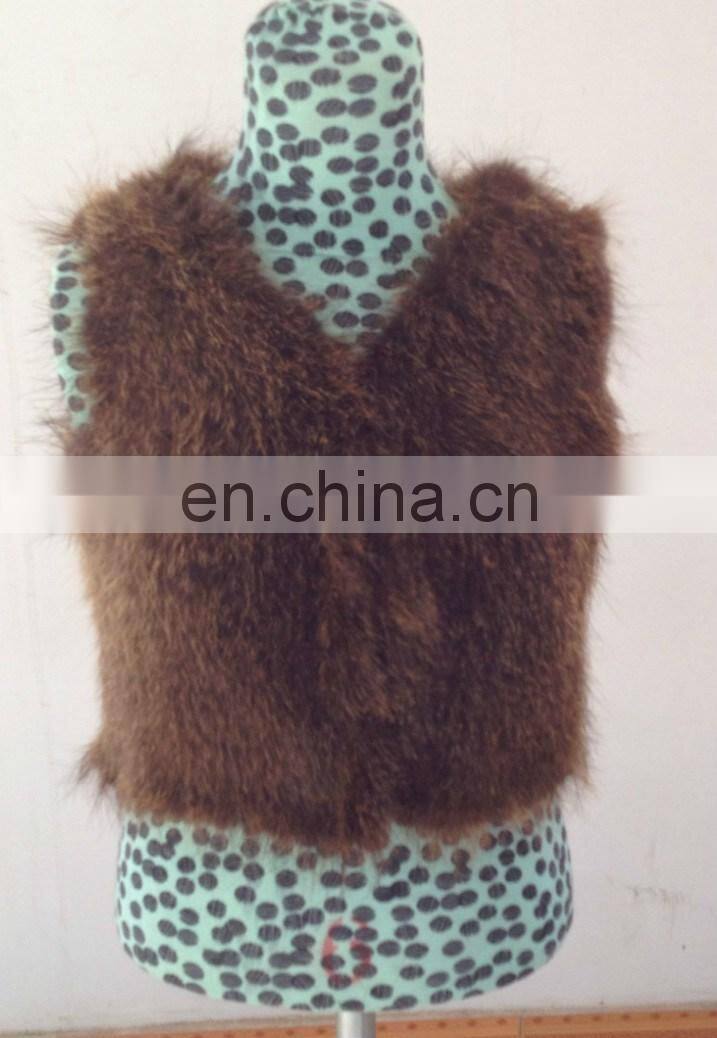 Knitted fur vest waistcoat women nutria fur mini vest