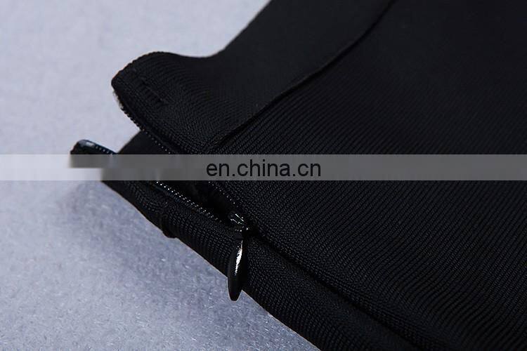 Amigo 2017 Women Black 2 Piece Bandage Bodycon Dress Celebrity Sexy Clubwear Split Cutout Long Dresses