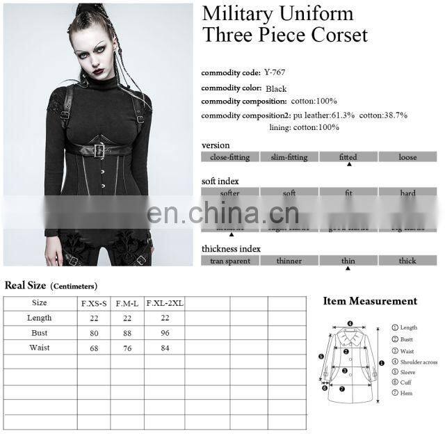 Punk Rave gothic black underbust corset-body harness Y-767