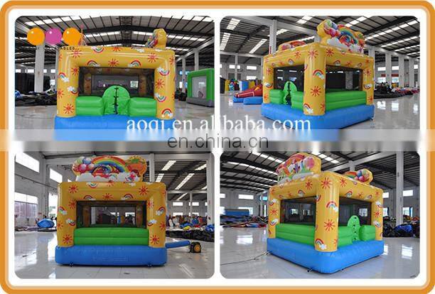 cheap Kindergarten used kid toy inflatable rainbow jumping castle moonwalk for sale