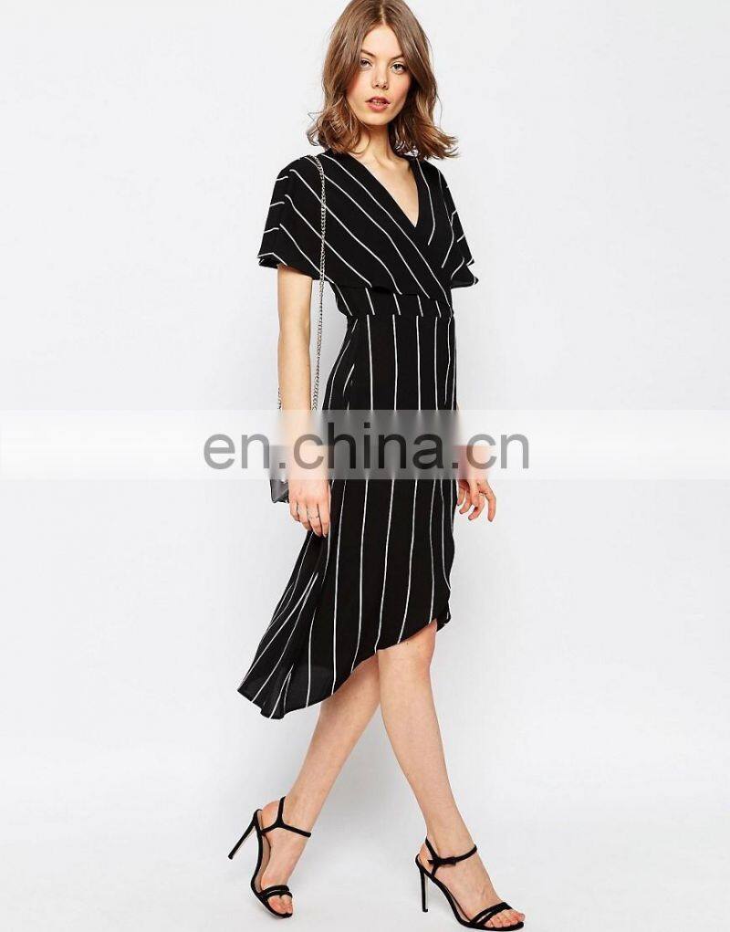 Classical black stripe women dresses fromal dress latest women clothing