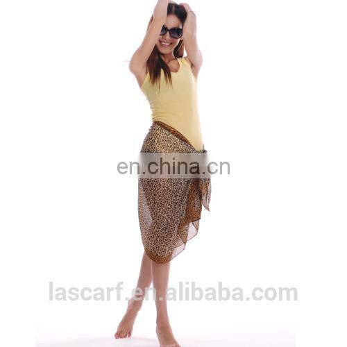 leopard printed polyester chiffon sarong pareo