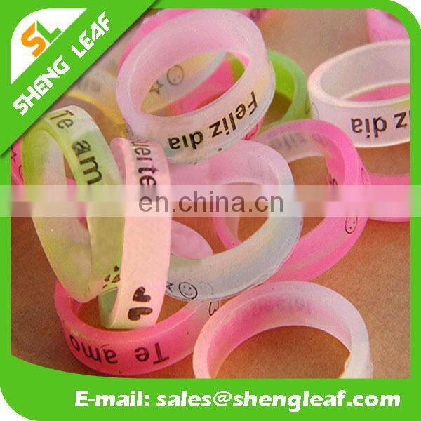 night lighting silicone finger rings silk priting custom logo