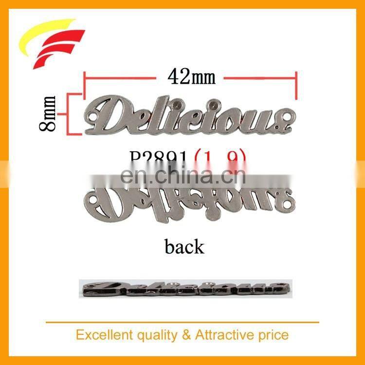 classic zinc alloy metal custom logo label for bag