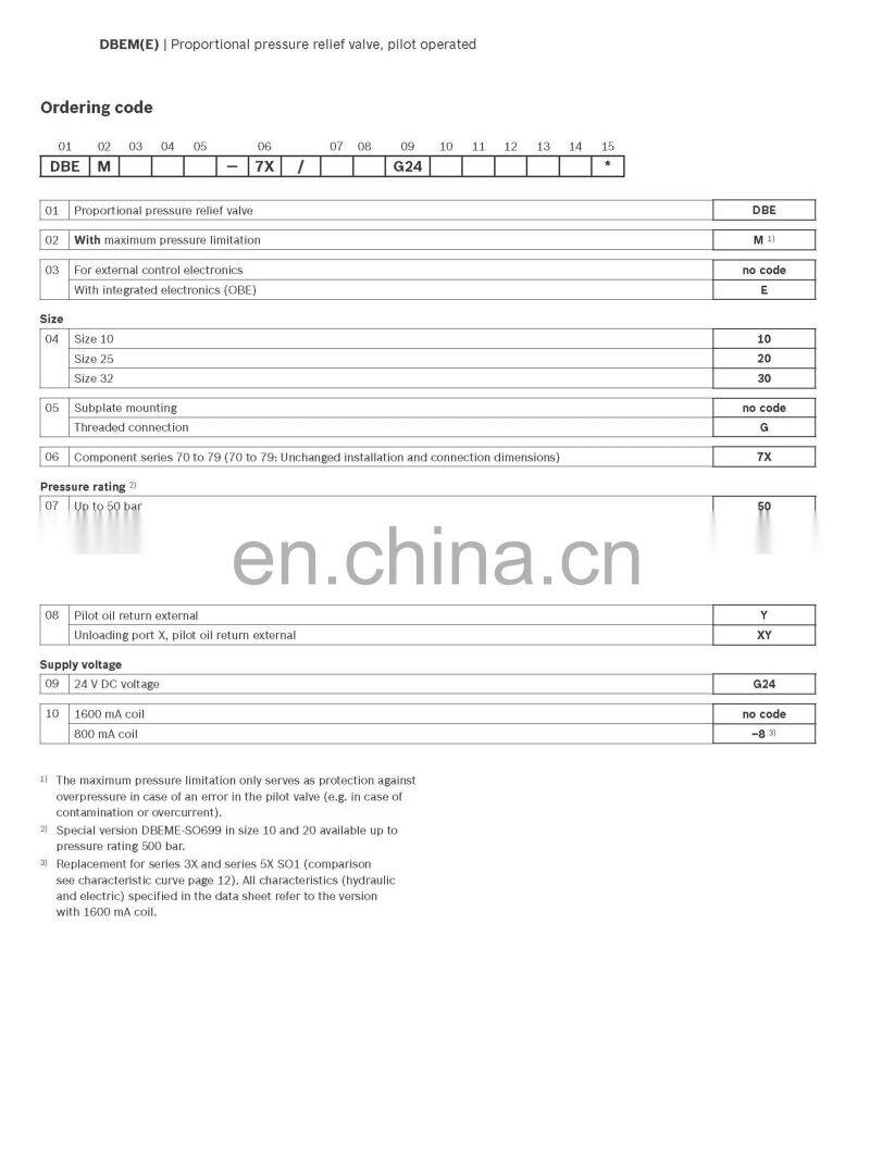 Rexroth DREM10-30B/315Y hydraulic proportional pressure relief valve DBEM10,DBEM20,DREM20,DBEM30,DREM30