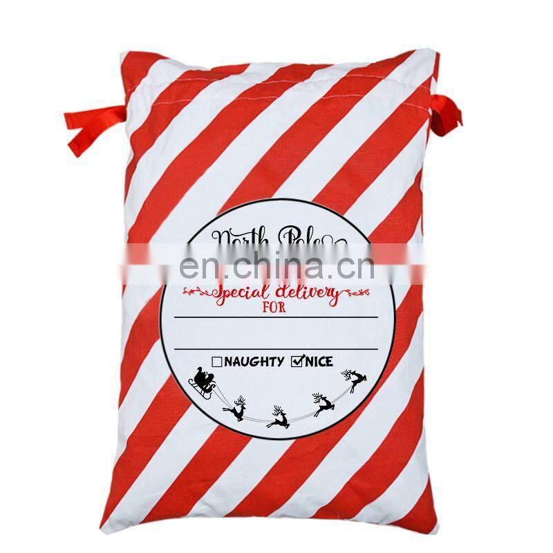 Christmas Santa Sacks 1pc Drawstring Canvas Santa Sack Xmas Canvas Bag Hot Sale Big Santa Claus Gift Bag Drop Shipping
