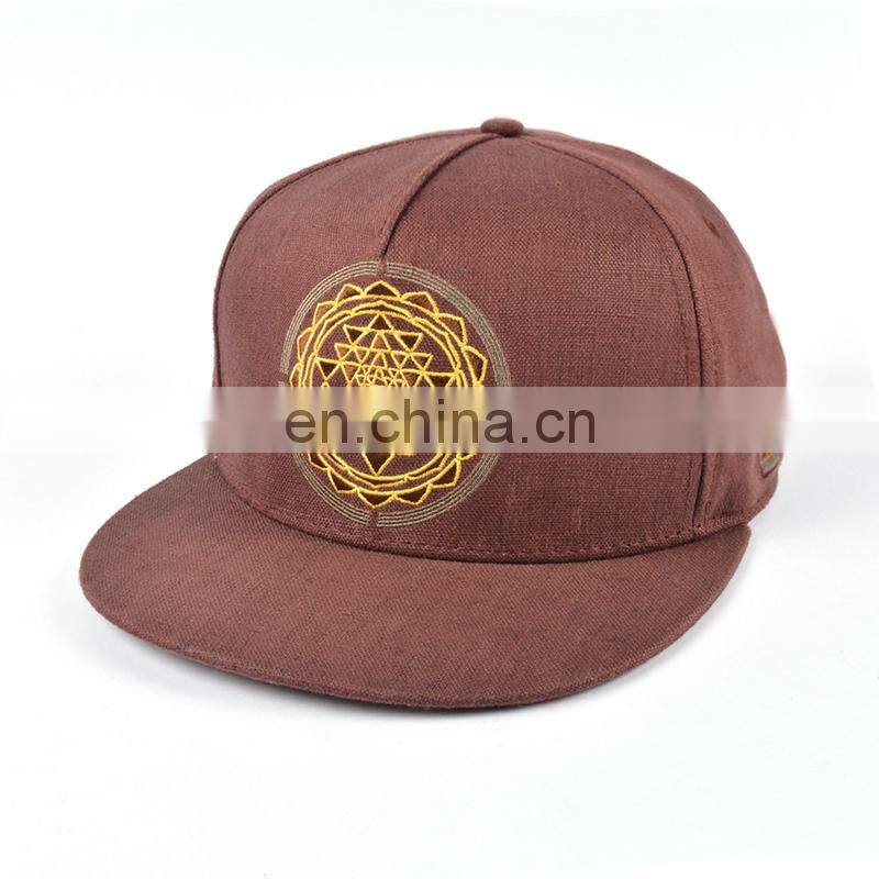 Plastic closure custom embroidery hemp snapback caps