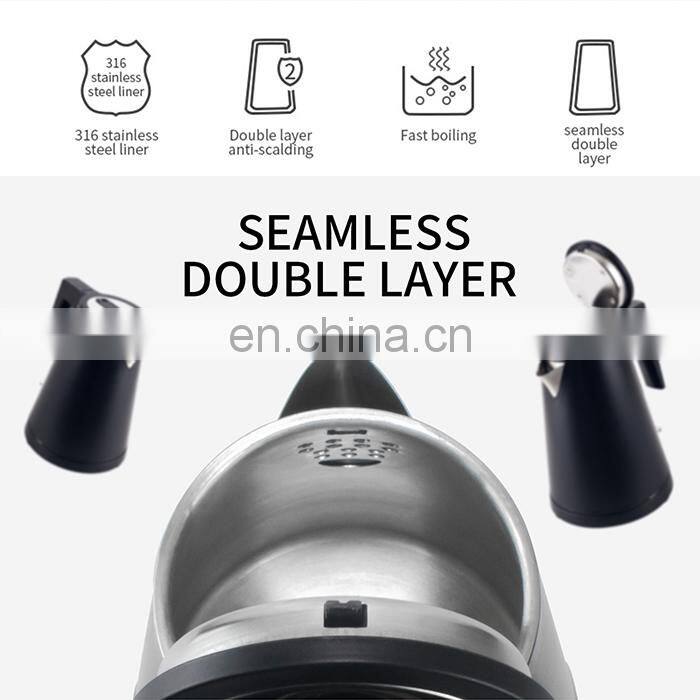 Honeyson new 5 star hotel supplies luxury black 0.8L cordless electric kettle