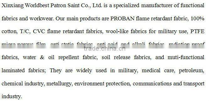 100% cotton flame retardant garment for firefighter