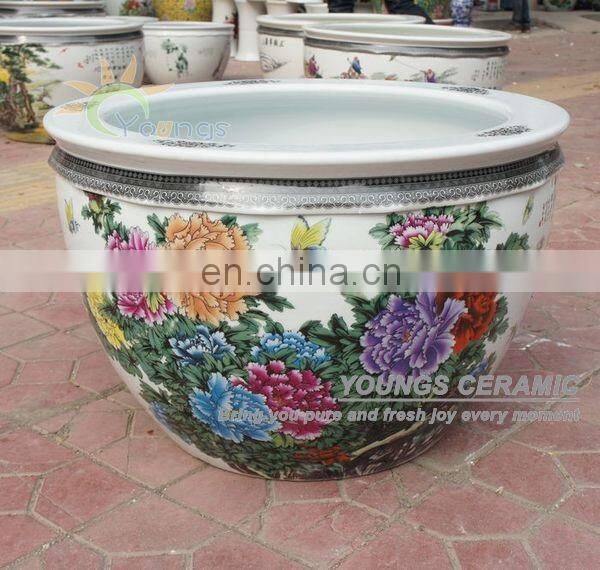 Retail big completely weatherproof porcelain ceramic fish pot and garden planter pot