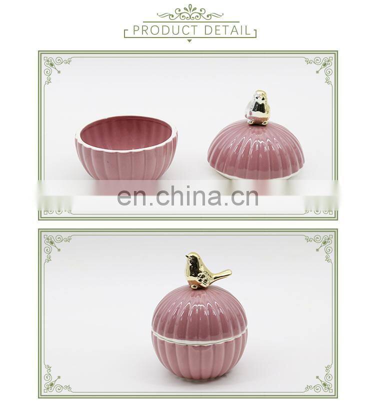wholesale striped round jewelry box christmas glazed ceramic ornaments for sublimation