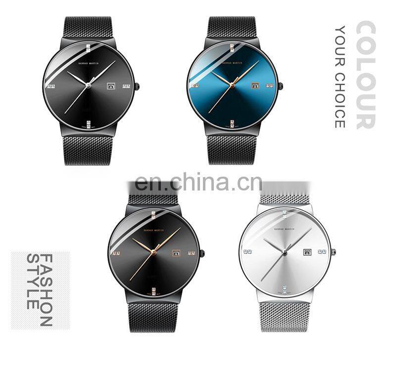 HANNAH MARTIN 901 Men Quartz Stainless Steel Classical Business Waterproof Calendar Top Brand Luxury Watch