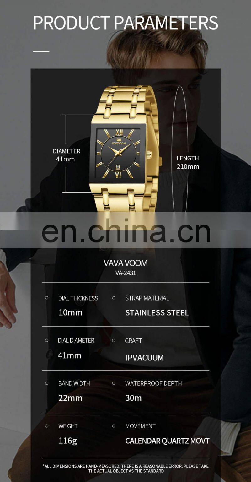 VA VA VOOM 2431 Mens Quartz Watch business Fashion waterproof luxury designer watch