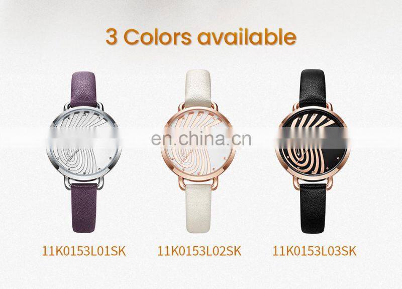SHENGKE SK0153L Casual Woman White Leather Watches branded watches for girls