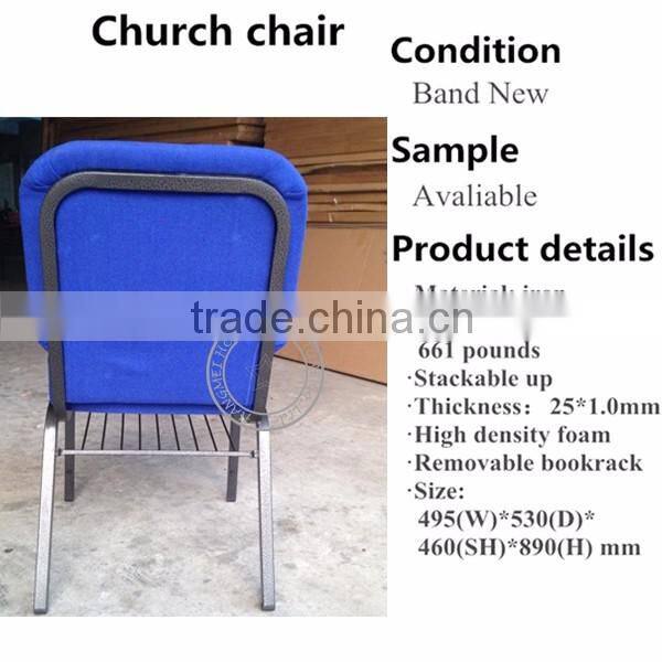 Modern Red Fabric Steel Pew Church Chair