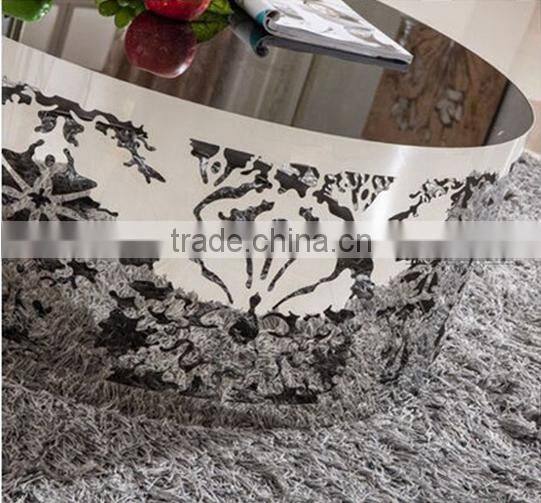Stainless steel round tea table hollow out design