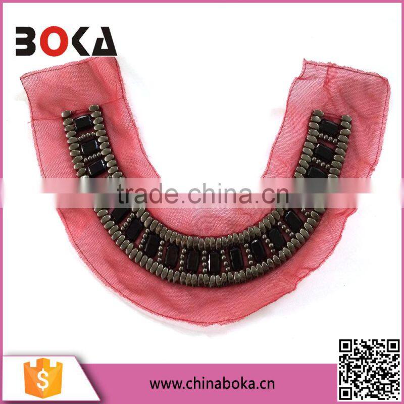 BOKA Fashion detachable beads neckline,embroidery collar with rhinestone applique