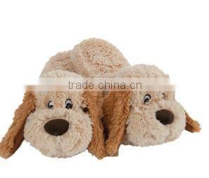 dog head plush slippers/winter bedroom animal shoes/cute plush dog slippers