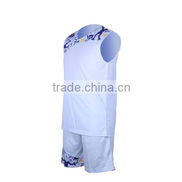 white plain basketball uniform short sleeve basketball wear cool dry