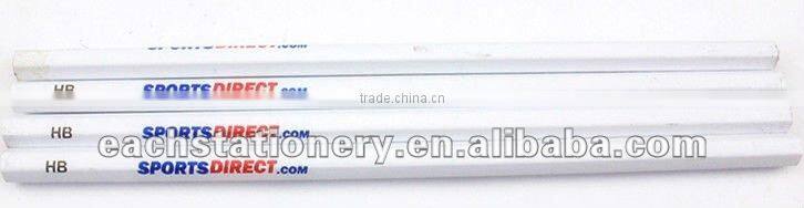 7'' hotsale HB standard white pencil with rubber and logo available in bulk
