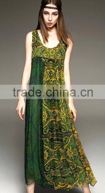 2016 latest design elegant casual dress, summer sleeveless dresses for women