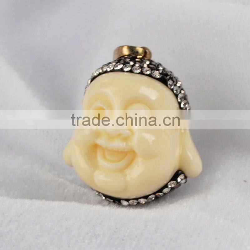 Nepal style Imitation Ox Bone buddha pendants, handmake carved buddha pendant, smile buddha head bead
