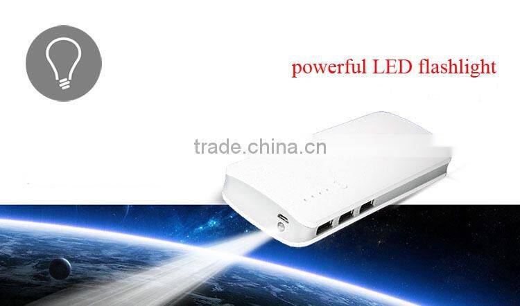 flashlight three usb 10000mah slim power bank charger XH-406