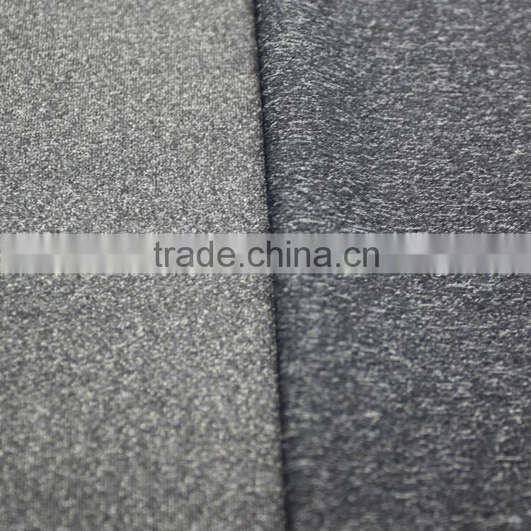 Weft knitted grey melange color fabric polyester nylon blend fabric for making shirts