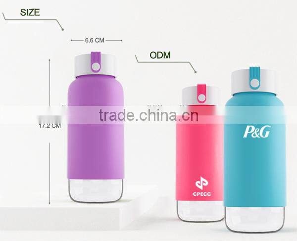 400ml HOT Plastic Sport Water Bottle With Silicone Sleeve