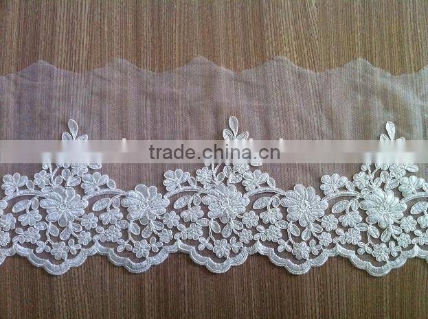 High quality border embroidered lace for bridal dress