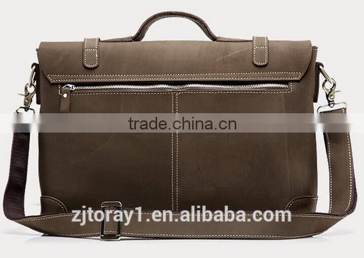 Genuine Vintage Leather Mens Laptop Security Briefcase Tote Bag
