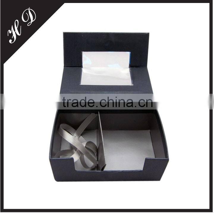 Clamshell Mens Tie And Pocket Square Set Gift Boxes With PVC Window Magnetic Lid