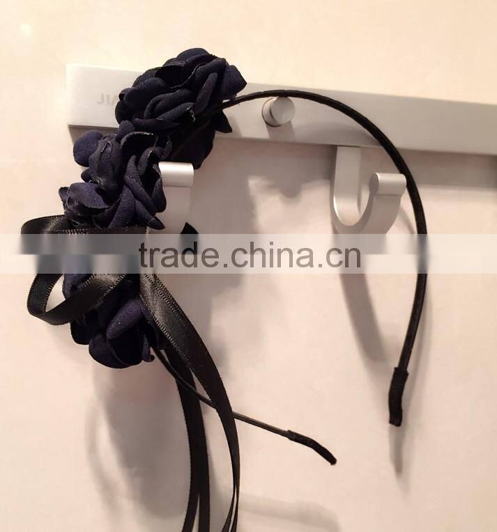 Burnt Fabric Flower Headband,Red Balck Rose Flower Headband For Adult