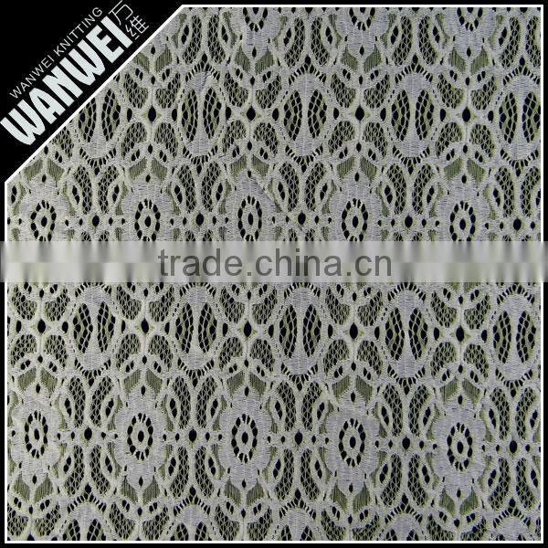 nylon polyester lyca fabric lace textile in double color orange white fabrics for wedding dress