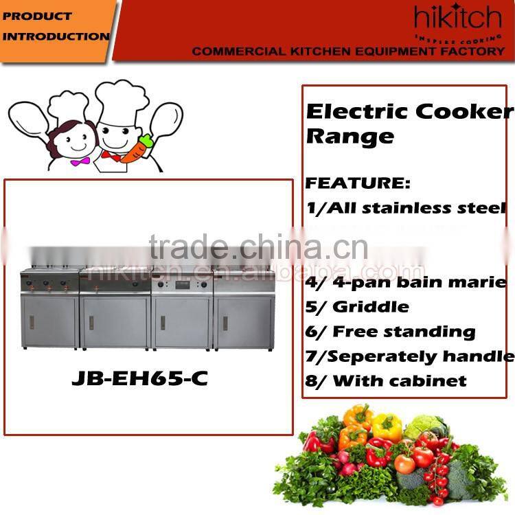 Freestanding stainless steel fryer griddle pasta cooker bain marie with cabinet