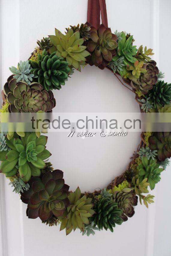 real touch artificial plastic plants succulent plants and flowers christmas wreath for wall door decoration