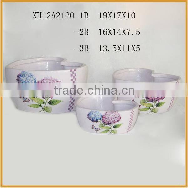 Hot sale round ceramic newest style decoration curved flower pot