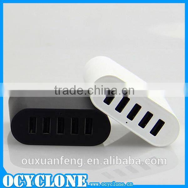 For Iphone For Samsung 5 port flat usb wall charger