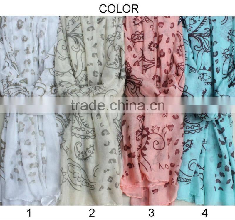 leopard paisley design hot selling 100 cotton hijab