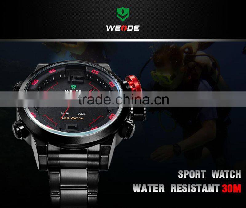 WEIDE 2309B New Arrival 2015 Full Stainless Steel Big Dial, led brand men wrist watch