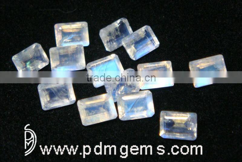 Natural Rainbow Moonstone Octagon Lot Cut For Silver Earring