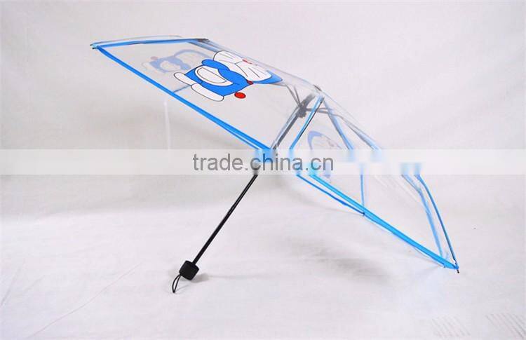 cartoon transparent 3 folding clear umbrella