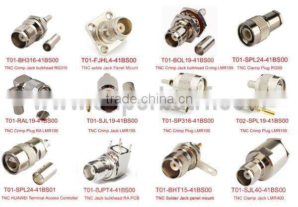 RP-TNC Crimp Jack(Male Pin) bulkhead O-ring connector