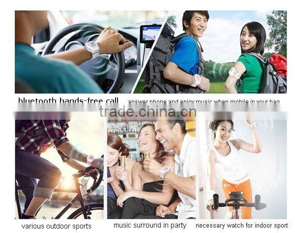 bluetooth mp3 watch with TF slot/ FM Radio/ Hands-free call