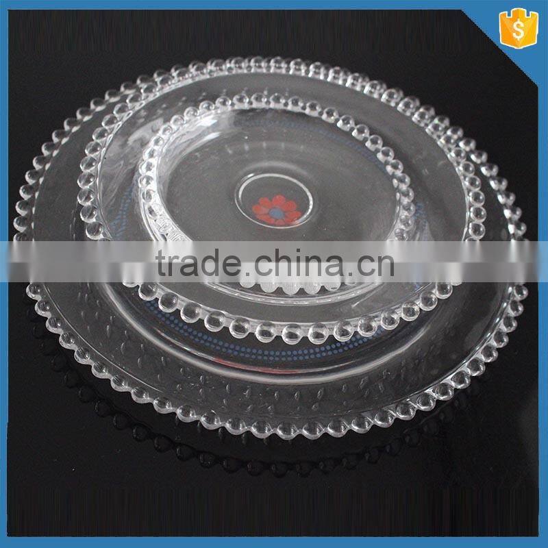 Wedding used wholesale glass beaded charger plate