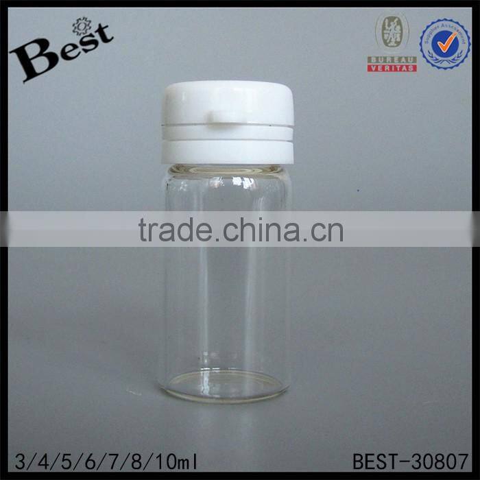 3ml 4ml 5ml 6ml 7ml 8ml clear glass bottle with white tear off cap for medicine