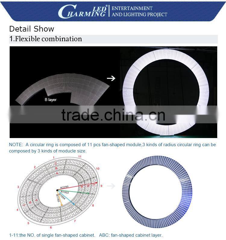 High brightness standing / hanging 3d video circular led screen display for night club decor