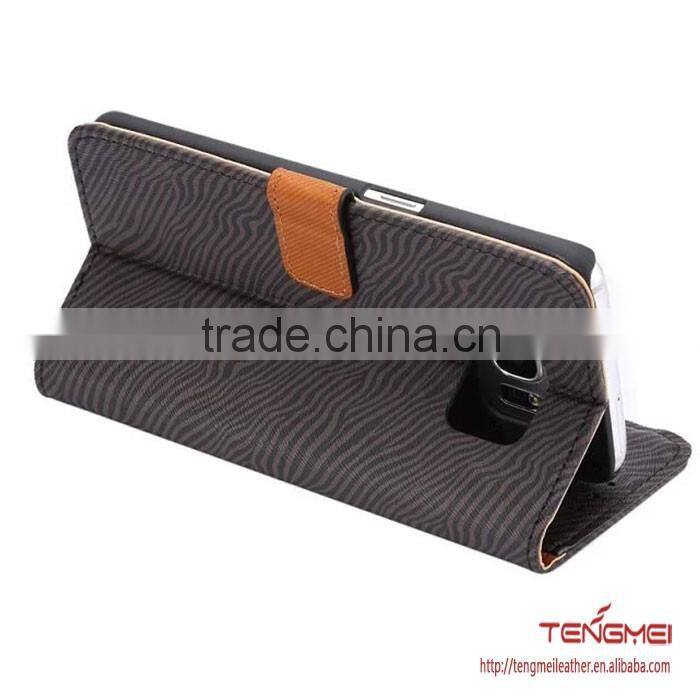zebra grain leather case for samsung s7 edge with card slots